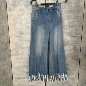 Pilcro and the Letterpress Denim Wide Leg Cropped Jeans Womens‎ 25 Tie Dye Hem